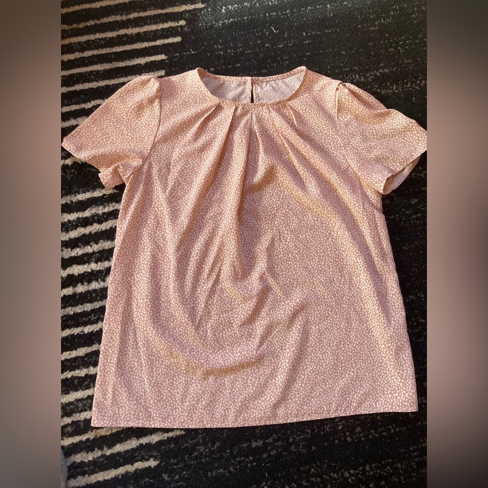 Shein Womens Medium Shirt Formal Business Casual Pink Animal Print Modern Modest